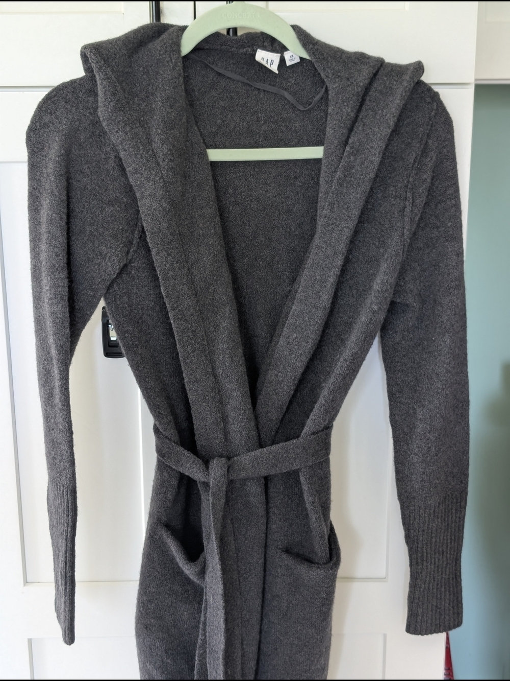 GAP Dark Charcoal Hooded Belted Cardigan